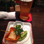和彩キッチン直 - ビールはエビスです。お付き出しと。