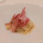 リストランテ イル バンビナッチョ - 「リゾット」。コリコリした筍や生ハムと合わせていただきました。この10倍食べられそうなくらい美味しい〜♪