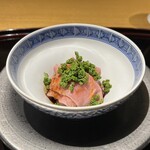 眞善美 - 伊万里牛サーロイン　ガーリックソース　花山椒　今市蕪