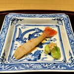 眞善美 - 牡丹海老の紹興酒漬け　空豆