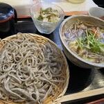 粗挽きそば 手打ち 日本橋福田雅之 - モーニングのちょい鴨せいろ