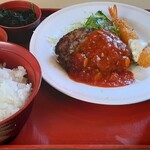 ジョイフル - 料理写真:日替りランチ（ハンバーグ＆エビフライ）和膳セット