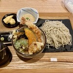 手打ちそば こころ - 天丼セット。久しぶりの食い過ぎ率130%