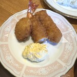 松阪牛ハンバーグ専門店ガーベラ - 帆立貝柱フライ＆海老フライ追加