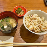 くしあげ 串亭 - 「ちりめん山椒ご飯と味噌汁」