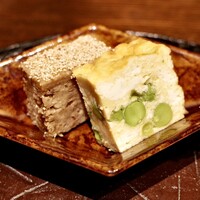 賛否両論 - 鶏の松笠焼き グリーンピースの擬製豆腐