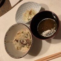 紙音 - 蛍烏賊と茗荷のご飯 やっこ葱 新生姜 素出汁 香の物