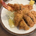 巣鴨ときわ食堂 - ミックスフライ　エビ＆アジ＆ミンチかつ