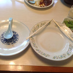 平良久亭 - 冷やし中華＋半チャーハン完食完飲(^^;;