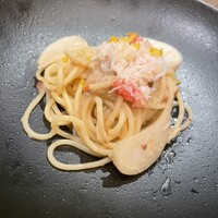 薪焼ステーキ コケット - ズワイガニと蕪のアーリオオーリオペペロンチーノ　柚子のアクセント