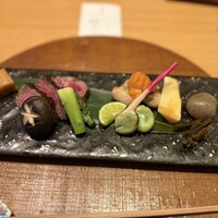 猩々 - 和牛サーロイン焼とのどぐろ雲丹焼