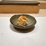 鮨 こいせ - 余市産あん肝（刻んだ奈良漬、ラフランス、かすべのほっぺ、イチジク、バルサミコ酢）