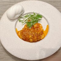 礼華　青鸞居 - 海老のチリソース煮込み 花巻添え①
