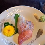 福松荘 - 朝食のミニ刺身盛り