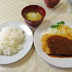 カレーヤ - トンカツ（450円）+玉子の吸物（140円）+ライス（170円）