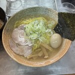 覆麺 智 - 青森産助宗鱈の寒風干し出汁のつけそば、ネック、味玉