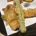 全席個室 じぶんどき - 大海老と竹の子牛肉巻きの天婦羅