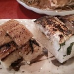 まるさん屋 - 名物せっとの焼鯖寿司＆穴子寿司(201407)