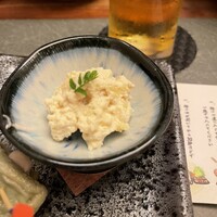 桑名蛤料理・蛤しゃぶしゃぶ 貝新 - 先付蛤とおから