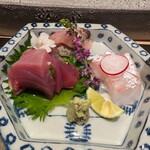鮨 飛躍 - お造り　さわら・真鯛・初ガツオ