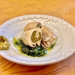 鮨おばな - 定番、濃厚な蒸牡蠣はアオサと