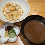 てんぷら 下村 - 天バラ・赤出汁・香の物