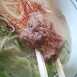 テールラーメン＆テールカレー よし久 - このほぐし肉を具に、スープ茶漬けをすると最強ｗｗ【2014年7月】