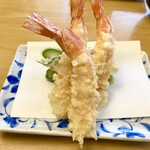 天ぷら よこい - ●二皿目
      ・長野県産アスパラガス
      ・海老