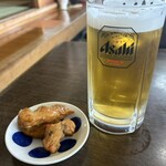 大判屋食堂 - 生ビール♪ 野菜さつま揚げの煮物のサービス