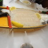 万宝海鮮舫 - 料理写真:平目のお造りは舟盛りで。ドライアイスでもくもくスモークがでてくるんですよ