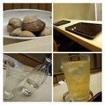 Ogata - カウンターには鳥貝が置かれていました。
      冷酒は「アイスブレーカー」という品