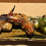 奈良 而今 - 焼物
       金目鯛(御宿)木の芽焼き　
       グリーンアスパラ(北海道)