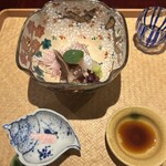 奈良 而今 - お造り　桜鯛  桜塩で　とり貝