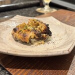 鉄板ステーキ 花心 - 海の幸のオーブン焼きは椎茸とホタテのグラタン。