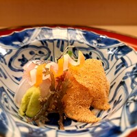 赤坂 菊乃井 - ●向付
                      「明石天然鯛 烏賊  あしらい一式 」