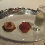 銀座 ハプスブルク・ファイルヒェン - グリュイエールチーズの一口スープ、ライスコロッケ、オマール海老のペースト