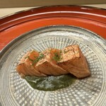 赤坂 菊乃井 - 桜鱒　山菜など手の込んだタレの上