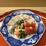 赤坂 菊乃井 - 明石鯛を薄造りにしてもらいました、マグロと