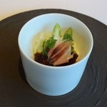 メゾン・ド・タカ芦屋 - オードブル：グリーンアスパラガスのパンナコッタ