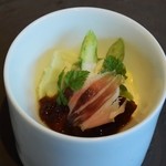 メゾン・ド・タカ芦屋 - オードブル：グリーンアスパラガスのパンナコッタ