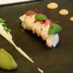 メゾン・ド・タカ芦屋 - 赤座海老のポワレ　3種のコンディマン