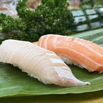 亀庄寿司 - ヒラス・サーモン