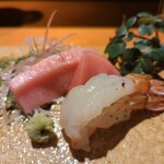 乙女寿司 - メジマグロとガスエビ