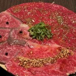 原宿焼肉 KINTAN - トリプルユッケ　サーロイン　イチボ　ランプ