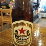 もつ焼き36 - サッポロラガービール赤星中瓶360円