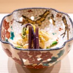 麻布 かどわき - 2025.4 胡麻和え（わらび、カラスミ、氷魚、芋茎）