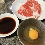 グルメリア但馬 - ロースしゃぶ(塩)+割下+生玉子ですき焼き風に！
