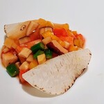 銀座ろくさん亭 - 焼物 八潮鱒柚庵焼(焼大根、五色餡)