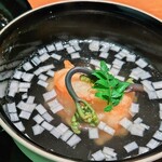 銀座ろくさん亭 - 御椀(鮎並切り落し、わらび、葱花箋、木の芽)