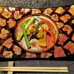 美食鉄板とりこ - エゾアワビのソテーと焼き野菜～肝ソース～